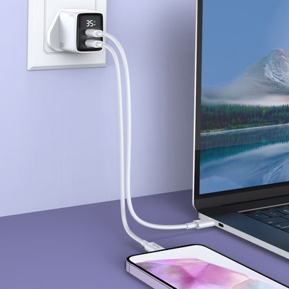 TOTU 35W GaN Dual USB-C/Type-C Smart Digital Display Charger, Plug:US Plug(White) - USB Charger by TOTUDESIGN | Online Shopping UK | buy2fix