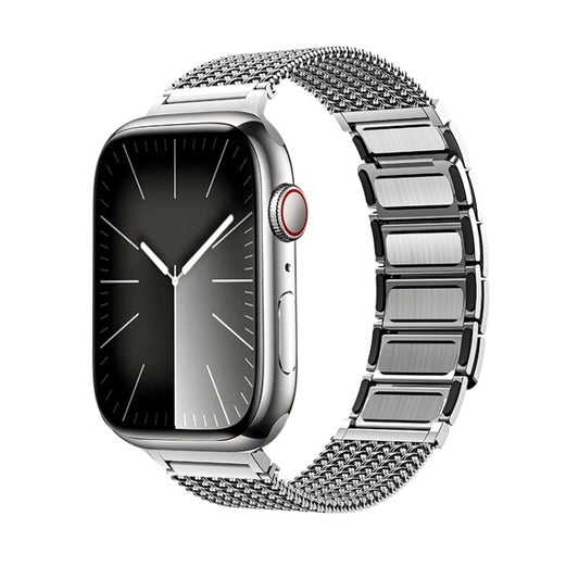 For Apple Watch 38mm Magnetic Clasp Braided Chain Stainless Steel Watch Band(Silver) - Watch Bands by buy2fix | Online Shopping UK | buy2fix