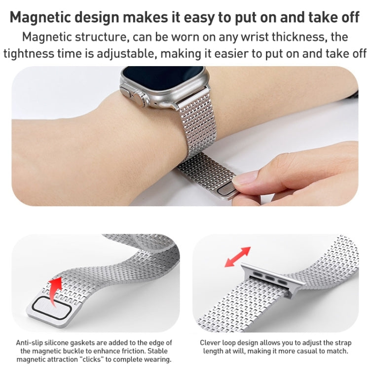 For Apple Watch SE 44mm Milanese Loop Magnetic Clasp Stainless Steel Watch Band(Silver) - Watch Bands by buy2fix | Online Shopping UK | buy2fix