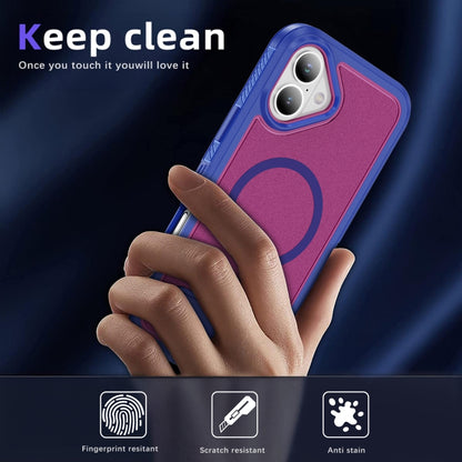 For iPhone 16 Plus Guard Magsafe Magnetic Ring Matte Phone Case(Blue+Rose Red) - iPhone 16 Plus Cases by buy2fix | Online Shopping UK | buy2fix