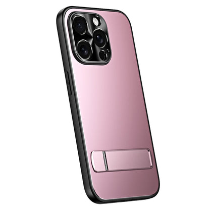 For iPhone 12 Pro Max R-JUST RJ-61 Electroplating Frosted TPU + PC Phone Case with Holder(Pink) - iPhone 12 Pro Max Cases by R-JUST | Online Shopping UK | buy2fix