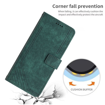 For OnePlus 13 Skin Feel Stripe Pattern Leather Phone Case with Lanyard(Green) - OnePlus Cases by buy2fix | Online Shopping UK | buy2fix