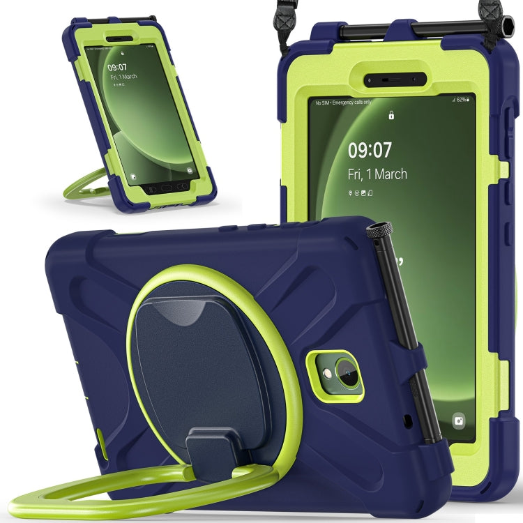 For Samsung Galaxy Tab Active5 X300 Silicone Hybrid PC Tablet Case with Holder & Shoulder Strap(Navy Blue Olivine) - Other Galaxy Tab PC by buy2fix | Online Shopping UK | buy2fix