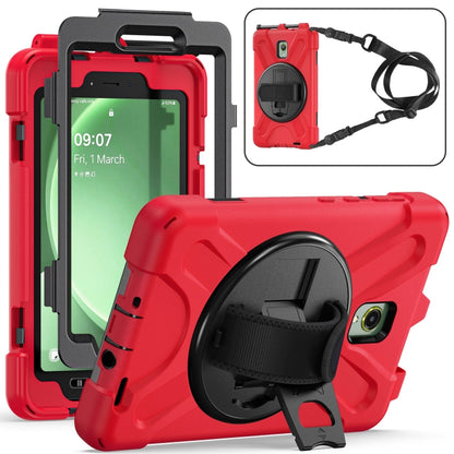 For Samsung Galaxy Tab Active5 X300 Rotary Grip Silicone Hybrid PC Tablet Case with Shoulder Strap(Red) - Other Galaxy Tab PC by buy2fix | Online Shopping UK | buy2fix