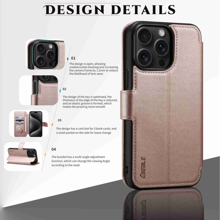 For iPhone 14 Pro Max ESEBLE E1 Nappa Texture MagSafe Holder Leather Phone Case(Rose Gold) - iPhone 14 Pro Max Cases by ESEBLE | Online Shopping UK | buy2fix