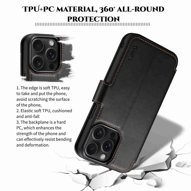 For iPhone 14 Pro Max ESEBLE E1 Nappa Texture MagSafe Holder Leather Phone Case(Black) - iPhone 14 Pro Max Cases by ESEBLE | Online Shopping UK | buy2fix