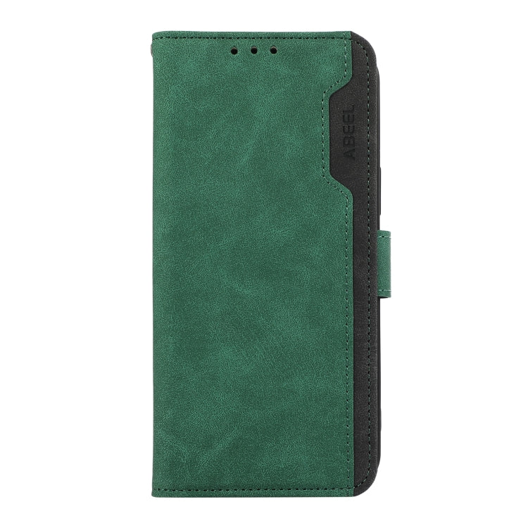 For iPhone 16 Pro Max ABEEL Color Block Magnetic RFID Leather Phone Case(Green-Black) - iPhone 16 Pro Max Cases by buy2fix | Online Shopping UK | buy2fix