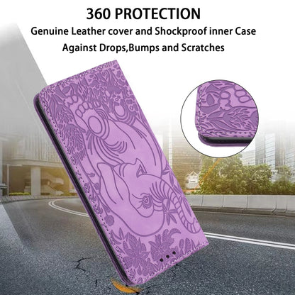 For iPhone 16 Retro Elephant Embossed Leather Phone Case(Purple) - iPhone 16 Cases by buy2fix | Online Shopping UK | buy2fix