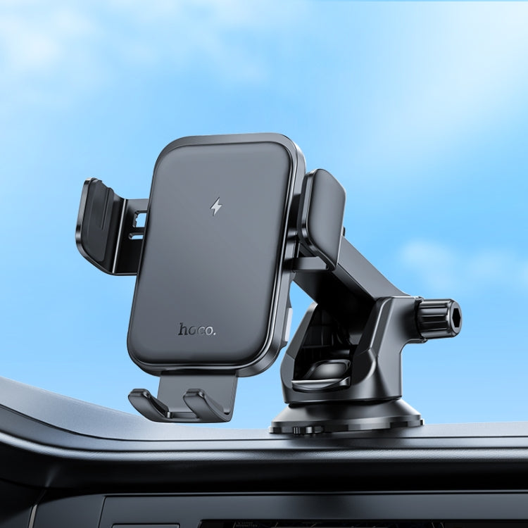 hoco HW11 Jenny Three-axis Linkage Wireless Fast Charging Car Center Console Holder(Black) - Wireless Charger Holders by hoco | Online Shopping UK | buy2fix