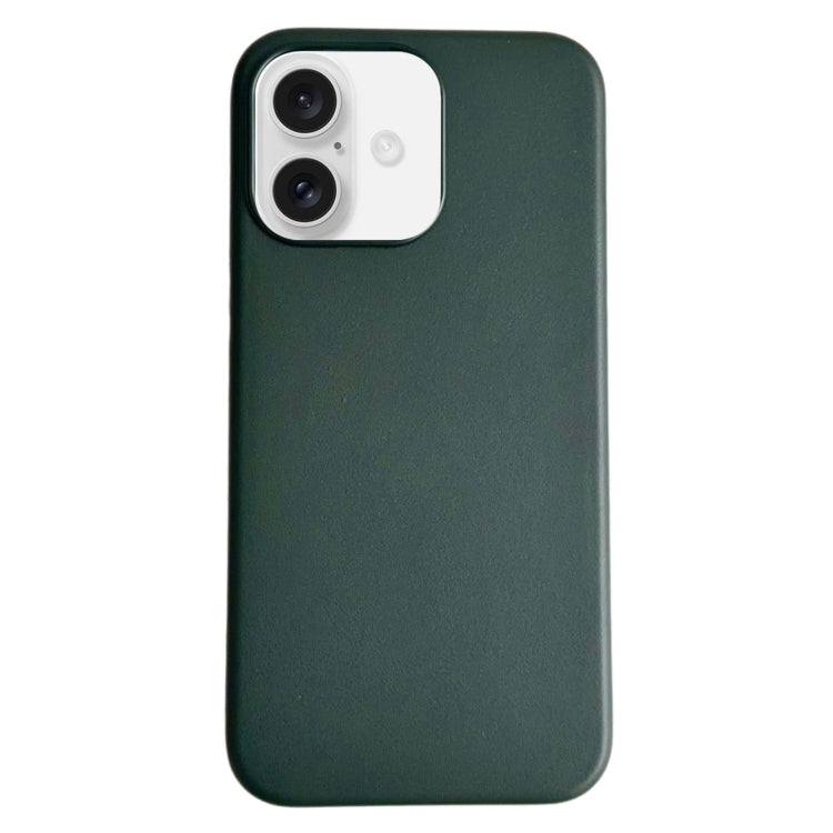 For iPhone 16 Pure Color Leather Magsafe Magnetic Phone Case(Dark Green) - iPhone 16 Cases by buy2fix | Online Shopping UK | buy2fix