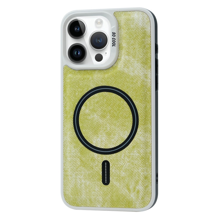 For iPhone 12 Pro Max Contrast Color Denim MagSafe Magnetic Phone Case(Yellow Green) - iPhone 12 Pro Max Cases by buy2fix | Online Shopping UK | buy2fix