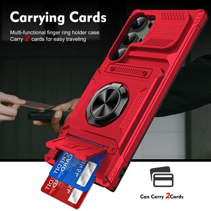 For Samsung Galaxy S24 Ultra 5G TPU+PC Shockproof Card Phone Case with Metal Ring Holder(Red) - Galaxy S24 Ultra 5G Cases by buy2fix | Online Shopping UK | buy2fix