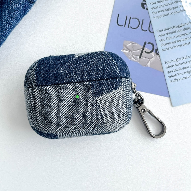 For AirPods Pro Stitching Denim Cloth Bluetooth Earphone Protective Case(Dark Color Irregular) - For AirPods Pro by buy2fix | Online Shopping UK | buy2fix