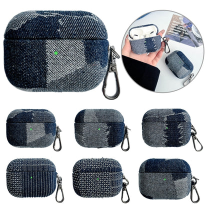 For AirPods Pro Stitching Denim Cloth Bluetooth Earphone Protective Case(Dark Color Irregular) - For AirPods Pro by buy2fix | Online Shopping UK | buy2fix