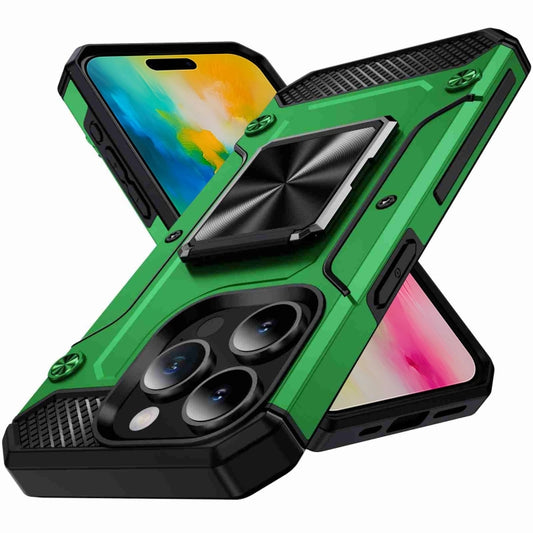 For iPhone 16 Pro Max Shockproof Metal Holder Phone Case(Green) - iPhone 16 Pro Max Cases by buy2fix | Online Shopping UK | buy2fix