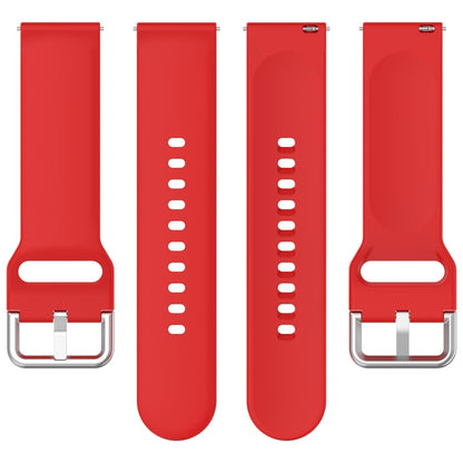 For CMF Watch Pro D395 22mm Solid Color Silver Buckle Silicone Watch Band, Size:S(Red) - Watch Bands by buy2fix | Online Shopping UK | buy2fix