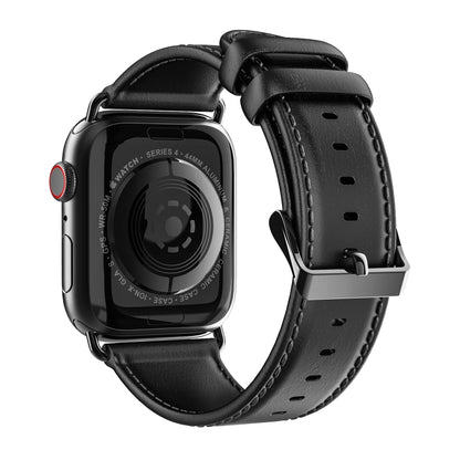 For Apple Watch Series 3 38mm DUX DUCIS Business Genuine Leather Watch Strap(Black) - Watch Bands by DUX DUCIS | Online Shopping UK | buy2fix