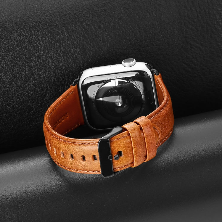 For Apple Watch Series 2 42mm DUX DUCIS Business Genuine Leather Watch Strap(Khaki) - Watch Bands by DUX DUCIS | Online Shopping UK | buy2fix