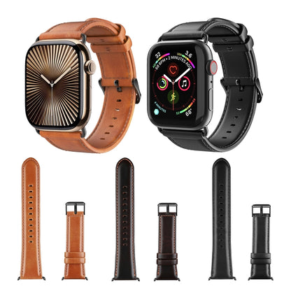 For Apple Watch Ultra 49mm DUX DUCIS Business Genuine Leather Watch Strap(Coffee) - Watch Bands by DUX DUCIS | Online Shopping UK | buy2fix