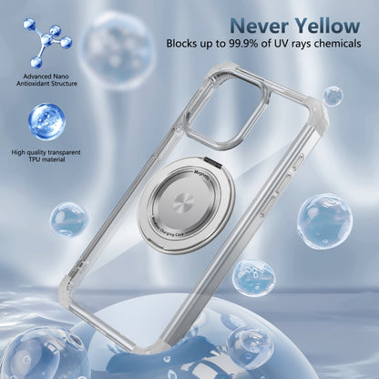 For iPhone 13 Pro Max Gold Shield CD Pattern MagSafe Magnetic Phone Case with Rotating Stand(Transparent) - iPhone 13 Pro Max Cases by buy2fix | Online Shopping UK | buy2fix