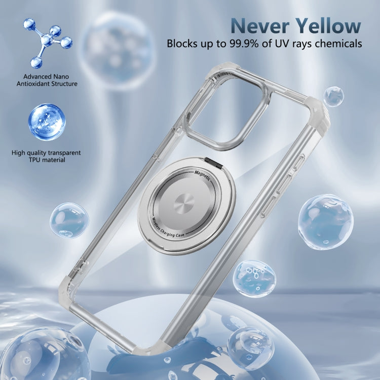 For iPhone 12 Pro Max Gold Shield CD Pattern MagSafe Magnetic Phone Case with Rotating Stand(Transparent) - iPhone 12 Pro Max Cases by buy2fix | Online Shopping UK | buy2fix