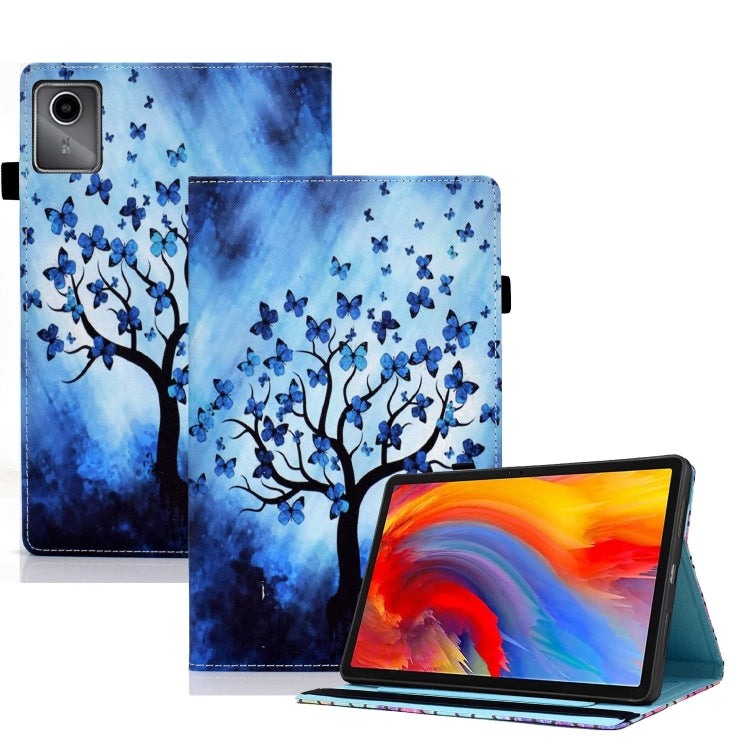 For Lenovo Tab M11 / Xiaoxin Pad 11 2024 Colored Drawing Stitching Elastic Band Smart Leather Tablet Case(Butterfly Tree) - Lenovo by buy2fix | Online Shopping UK | buy2fix