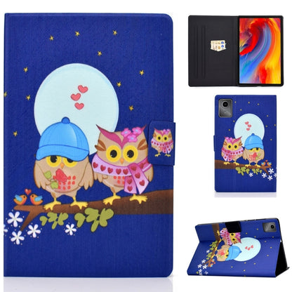 For Lenovo Tab M11 / Xiaoxin Pad 11 2024 Electric Pressed Colored Drawing Smart Leather Tablet Case(Couple Owl) - Lenovo by buy2fix | Online Shopping UK | buy2fix