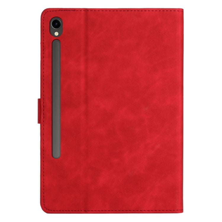 For Samsung Galaxy Tab S9 FE X510/X516B Coconut Tree Embossed Smart Leather Tablet Case(Red) - Galaxy Tab S9 FE by buy2fix | Online Shopping UK | buy2fix