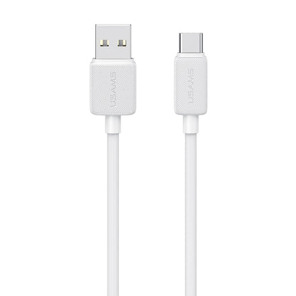 USAMS US-SJ698 USB to USB-C / Type-C 3A Striped Fast Charge Data Cable, Length:3m(White) - USB-C & Type-C Cable by USAMS | Online Shopping UK | buy2fix