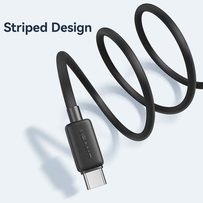 USAMS US-SJ693 USB to USB-C / Type-C 3A Striped Fast Charge Data Cable, Length:2m(White) - USB-C & Type-C Cable by USAMS | Online Shopping UK | buy2fix