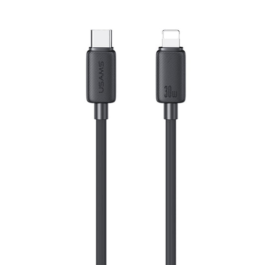 USAMS US-SJ692 USB-C / Type-C to 8 Pin 30W Striped Fast Charge Data Cable, Length:1m(Black) - 2 in 1 Cable by USAMS | Online Shopping UK | buy2fix