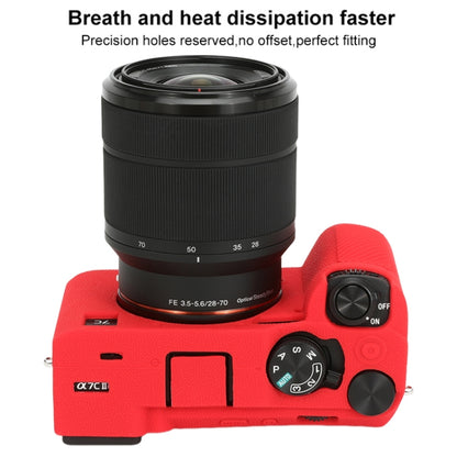 For Sony ILCE-7CM2 / A7C II / A7CR Litchi Texture Soft Silicone Protective Case(Red) - Protective Case by buy2fix | Online Shopping UK | buy2fix