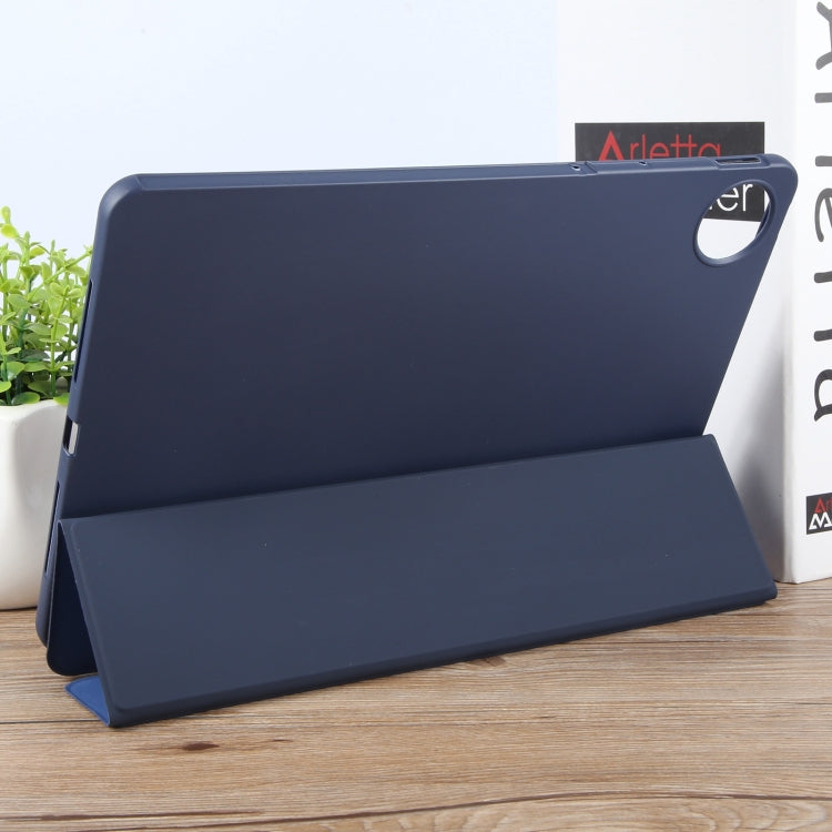 For Huawei MatePad Pro 11 2022/2024 Tri-fold Silicone Leather Tablet Case(Dark Blue) - Huawei by buy2fix | Online Shopping UK | buy2fix