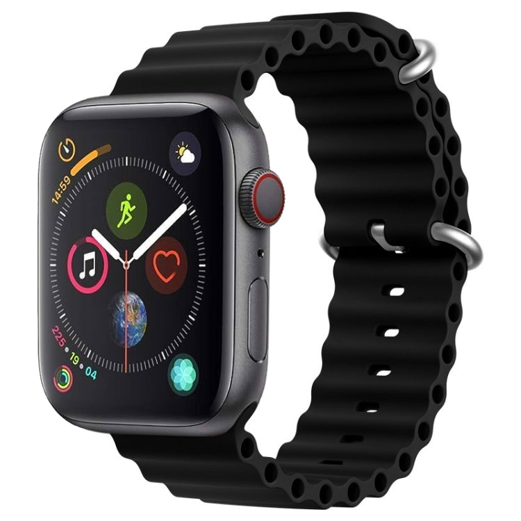 For Apple Watch Series 4 44mm ZGA Ocean Silicone Watch Band(Black) - Watch Bands by ZGA | Online Shopping UK | buy2fix