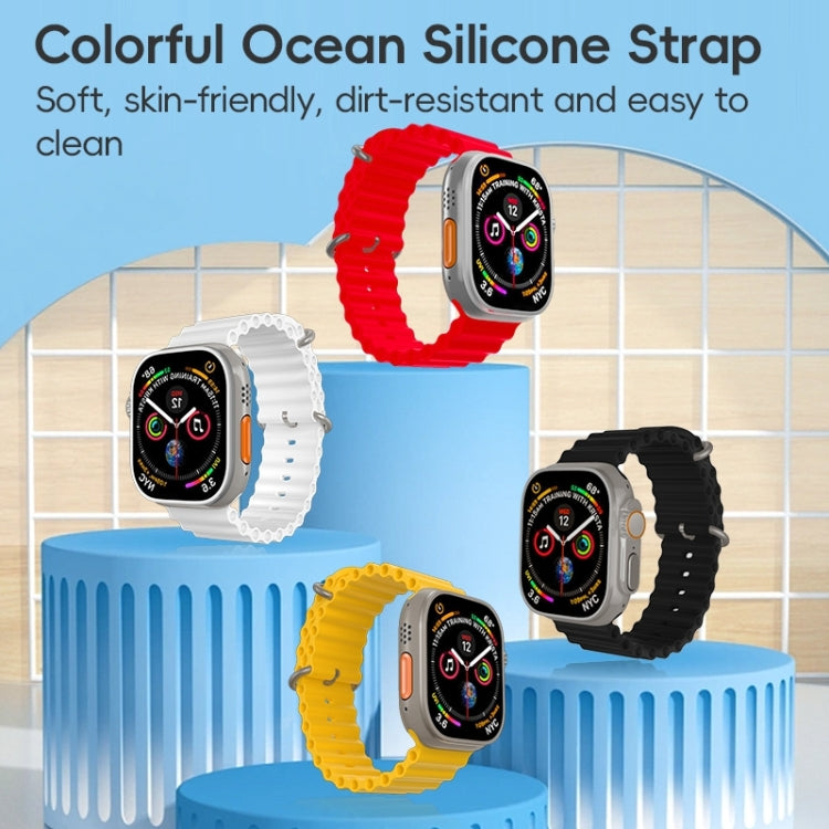 For Apple Watch SE 2022 44mm ZGA Ocean Silicone Watch Band(Red) - Watch Bands by ZGA | Online Shopping UK | buy2fix