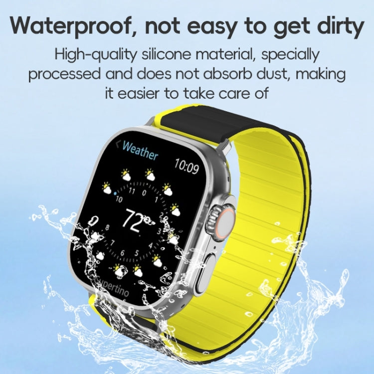 For Apple Watch Series 6 44mm ZGA Two Color Magnetic Silicone Watch Band(Grey+Yellow) - Watch Bands by ZGA | Online Shopping UK | buy2fix