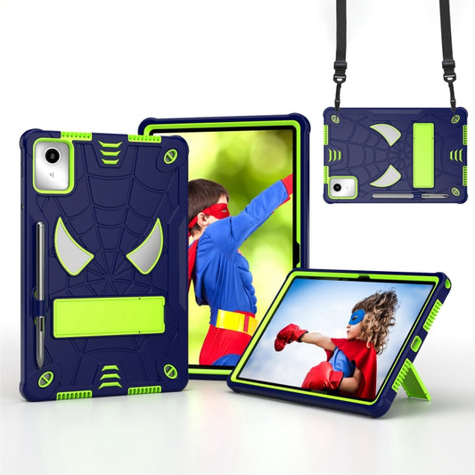 For Lenovo Tab M11/ Xiaoxin Pad 11 2024 Fold-Holder Spider Silicone Hybrid PC Tablet Case(Navy Yellow Green) - Lenovo by buy2fix | Online Shopping UK | buy2fix