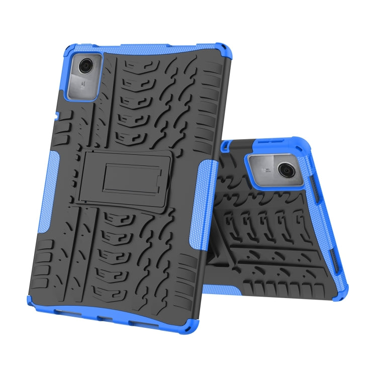 For Lenovo Tab M11/ Xiaoxin Pad 11 2024 Tire Texture TPU Hybrid PC Tablet Case with Holder(Blue) - Lenovo by buy2fix | Online Shopping UK | buy2fix