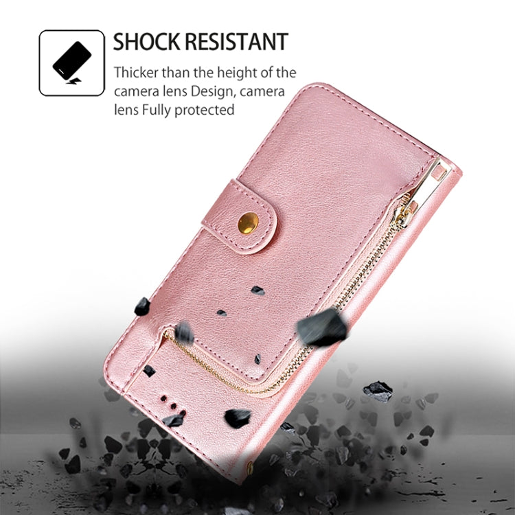 For Motorola Edge 5G 2024 Zipper Bag Leather Phone Case(Rose Gold) - Motorola Cases by buy2fix | Online Shopping UK | buy2fix