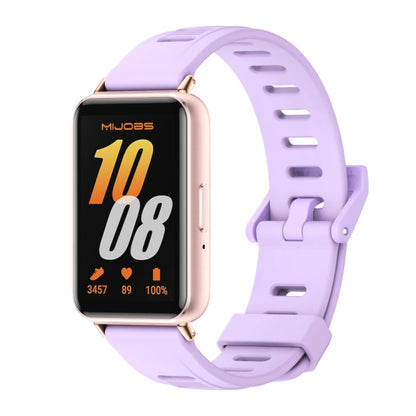 For Samsung Galaxy Fit 3 Mijobs Flat Hole Silicone Watch Band(Purple+Rose Gold) - Watch Bands by MIJOBS | Online Shopping UK | buy2fix