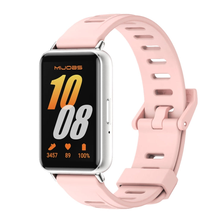 For Samsung Galaxy Fit 3 Mijobs Flat Hole Silicone Watch Band(Pink+Silver) - Watch Bands by MIJOBS | Online Shopping UK | buy2fix