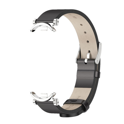 For Xiaomi Mi Band 8 / 9 / 9 NFC Mijobs GT4 First Layer Cowhide Watch Band(Black Silver) - Watch Bands by MIJOBS | Online Shopping UK | buy2fix