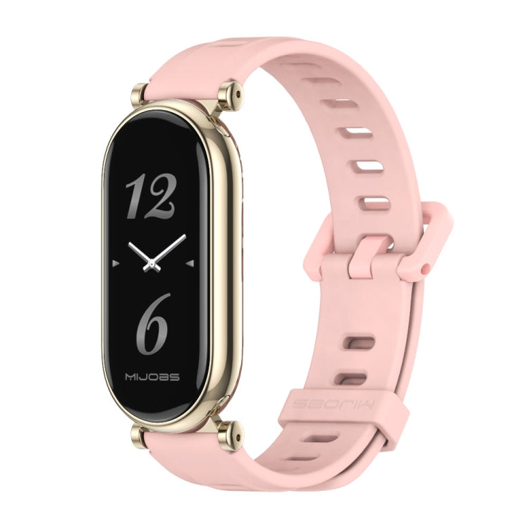 For Xiaomi Mi Band 8 / 9 / 9 NFC Mijobs GT4 Flat Hole Silicone Watch Band(Pink Light Gold) - Watch Bands by MIJOBS | Online Shopping UK | buy2fix