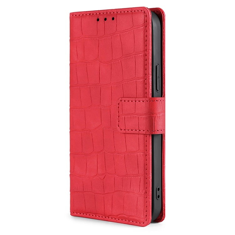 For Motorola Moto G Play 4G 2024 Skin Feel Crocodile Magnetic Clasp Leather Phone Case(Red) - Motorola Cases by buy2fix | Online Shopping UK | buy2fix