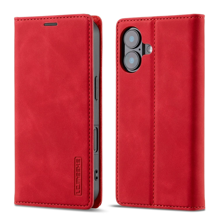 For iPhone 16 Plus LC.IMEEKE Strong Magnetism Microfiber Leather Phone Case(Red) - iPhone 16 Plus Cases by LC.IMEEKE | Online Shopping UK | buy2fix