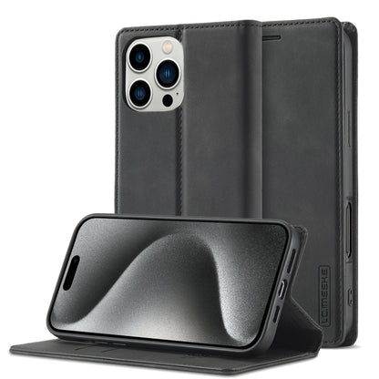 For iPhone 16 Pro Max LC.IMEEKE Strong Magnetism Microfiber Leather Phone Case(Black) - iPhone 16 Pro Max Cases by LC.IMEEKE | Online Shopping UK | buy2fix