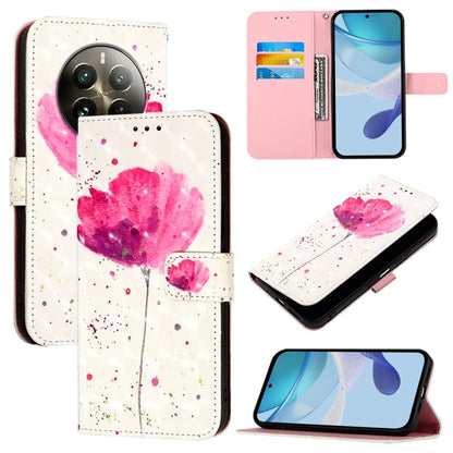 For Realme 12 Pro / Realme 12 Pro+ 3D Painting Horizontal Flip Leather Phone Case(Flower) - Realme Cases by buy2fix | Online Shopping UK | buy2fix