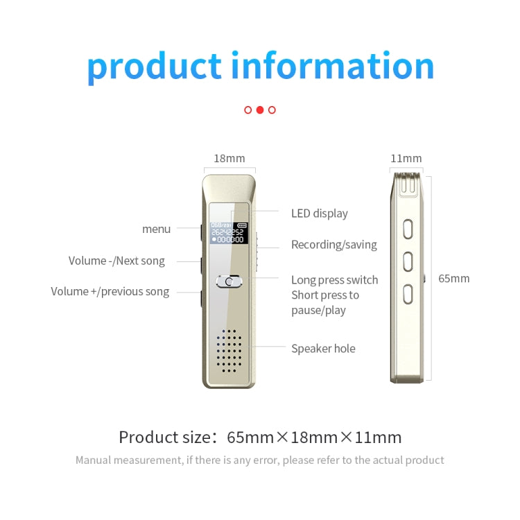 JNN Q7 Mini Portable Voice Recorder with OLED Screen, Memory:4GB(Gold) - Recording Pen by JNN | Online Shopping UK | buy2fix