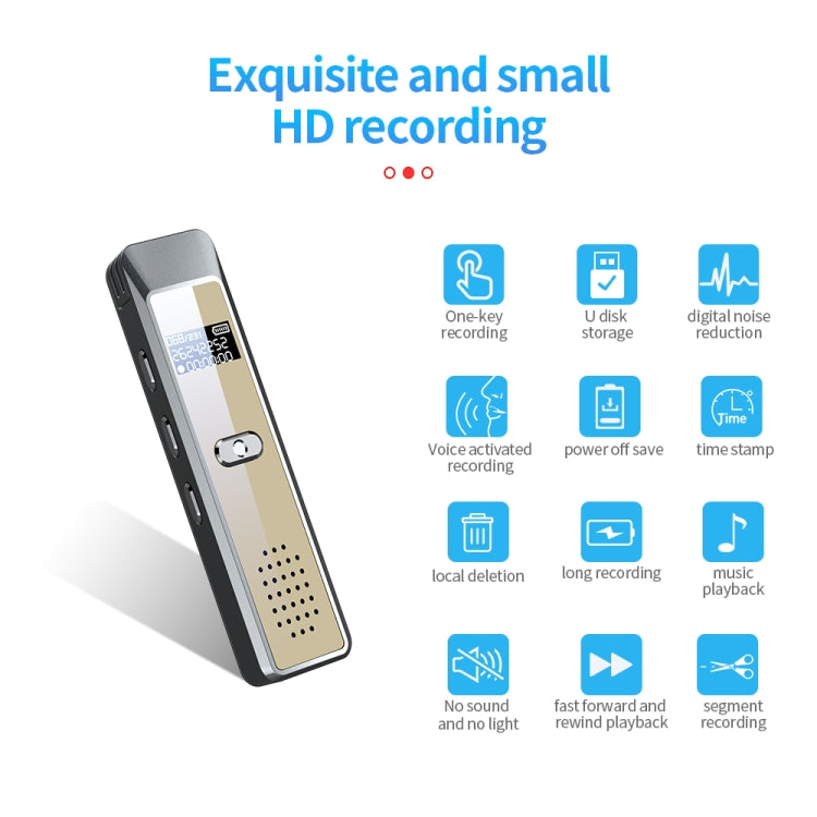 JNN Q7 Mini Portable Voice Recorder with OLED Screen, Memory:16GB(Grey+Gold) - Recording Pen by JNN | Online Shopping UK | buy2fix