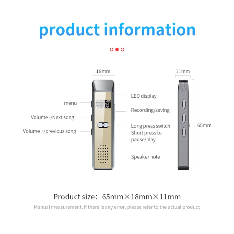 JNN Q7 Mini Portable Voice Recorder with OLED Screen, Memory:32GB(Grey+Gold) - Recording Pen by JNN | Online Shopping UK | buy2fix